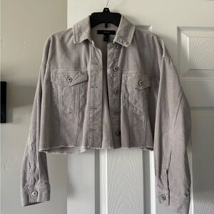 Forever 21 Light Gray Cropped Jean Jacket